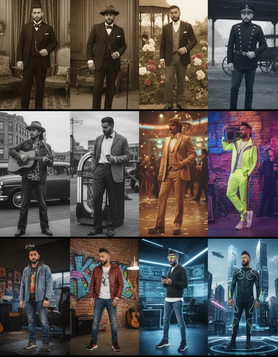 16-Decade Style Portrait Grid