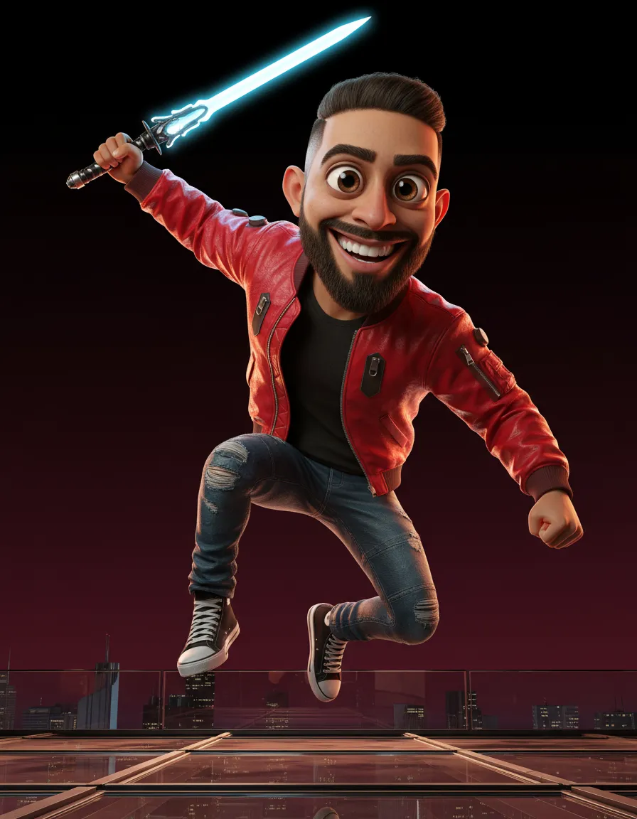 Realistic Full-Body Caricature in Cinematic Style