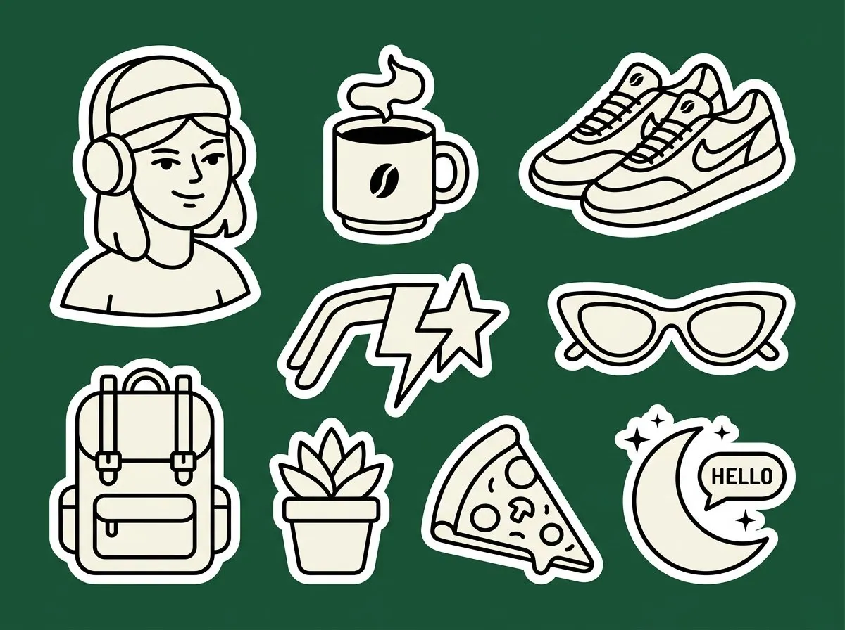 Monoline Vector Sticker Sheet — Modern High-End Brand Set