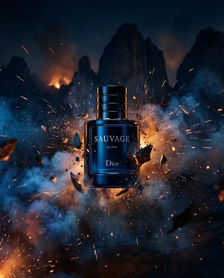 Cinematic Rugged Impact Product in Fiery Mountain Collision Scene