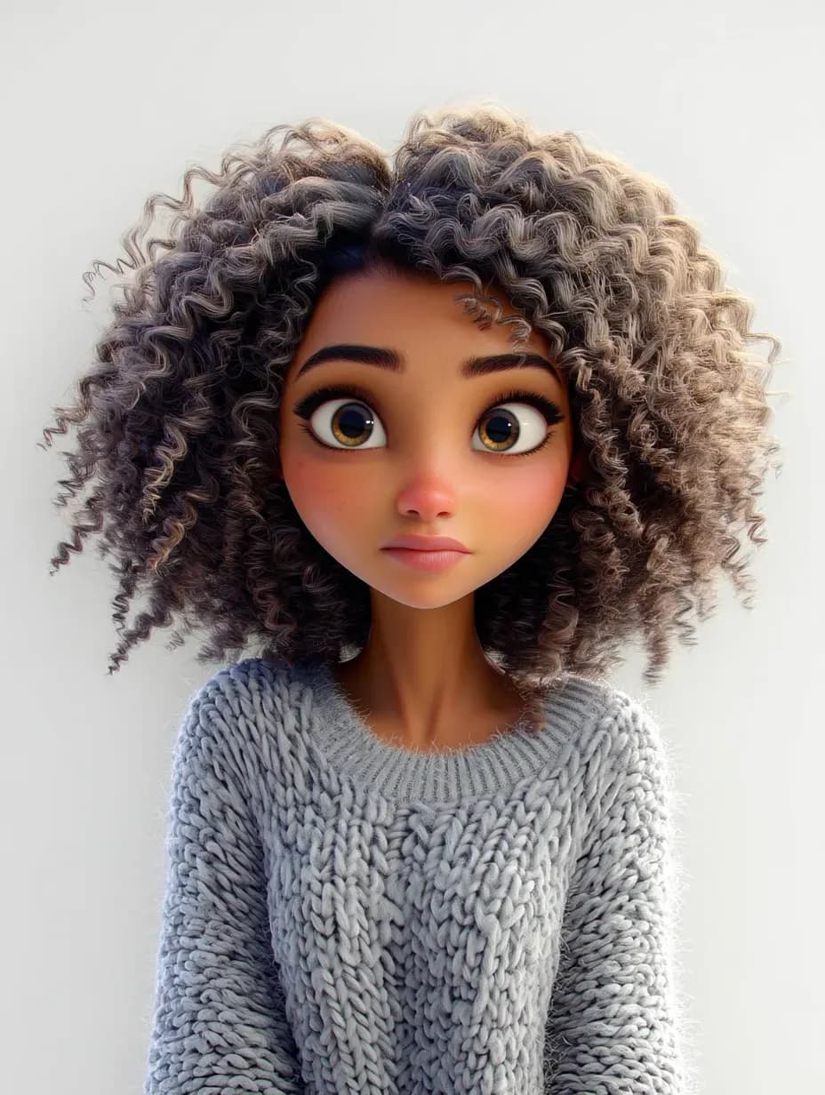 Pixar-style 3D Head-and-Shoulders Portrait with Cinematic Lighting