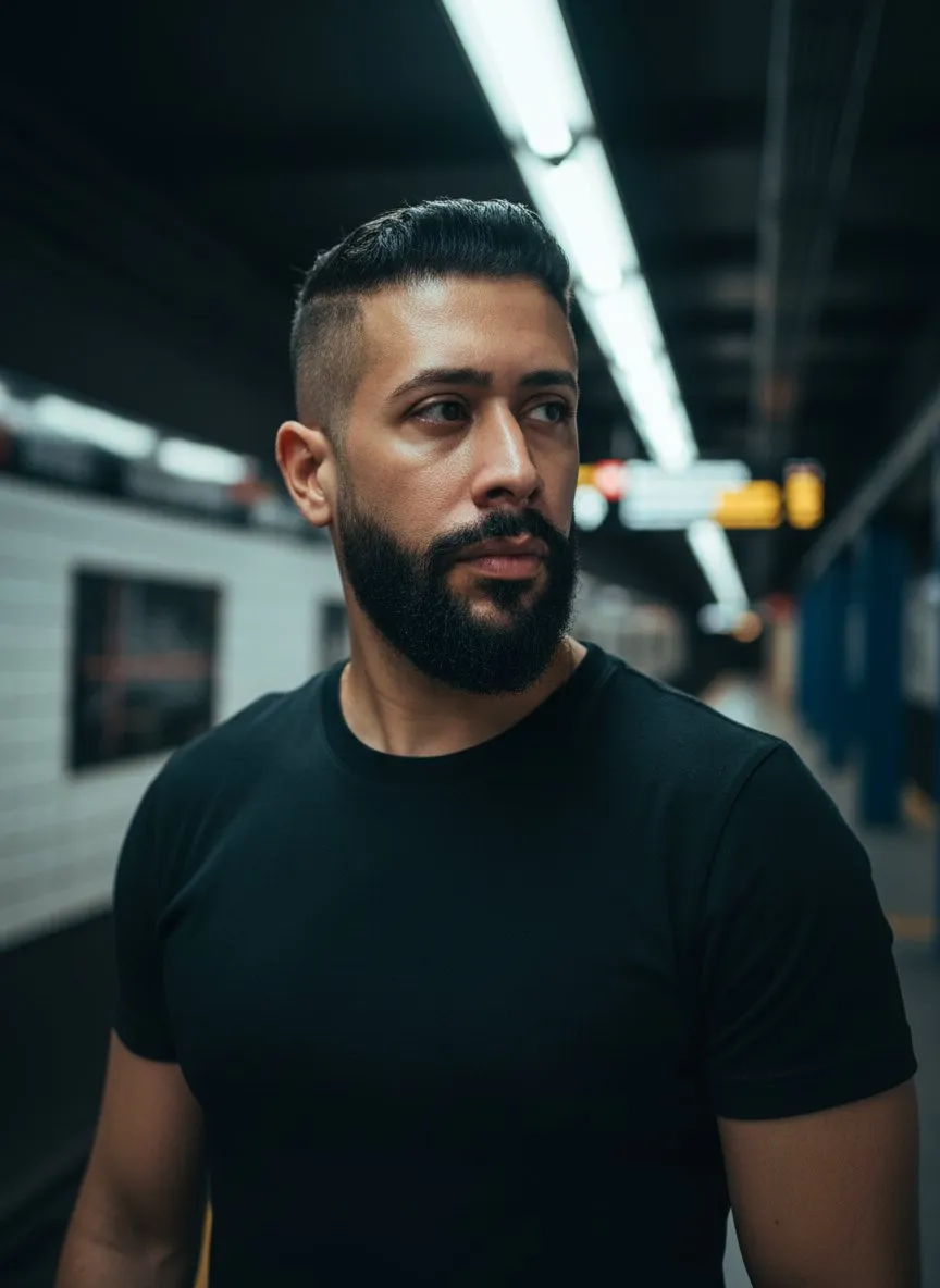Cinematic Urban Subway Portrait with Cyberpunk Mood Lighting