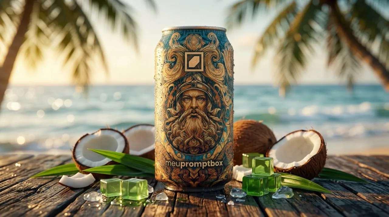 Hyper-Realistic Tropical Beverage Product Photography, Golden Hour