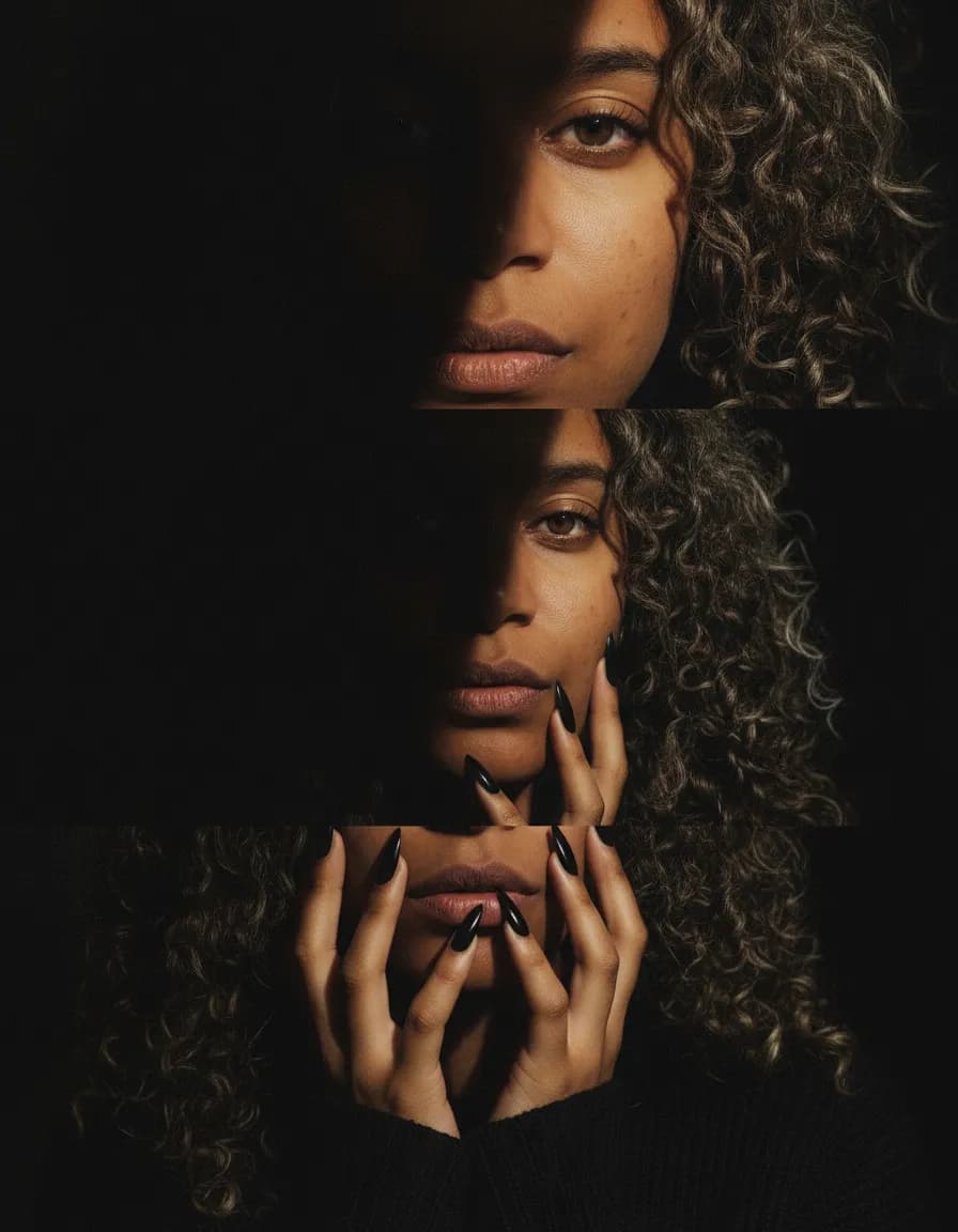 Cinematic Noir Vertical Triptych Portrait Template