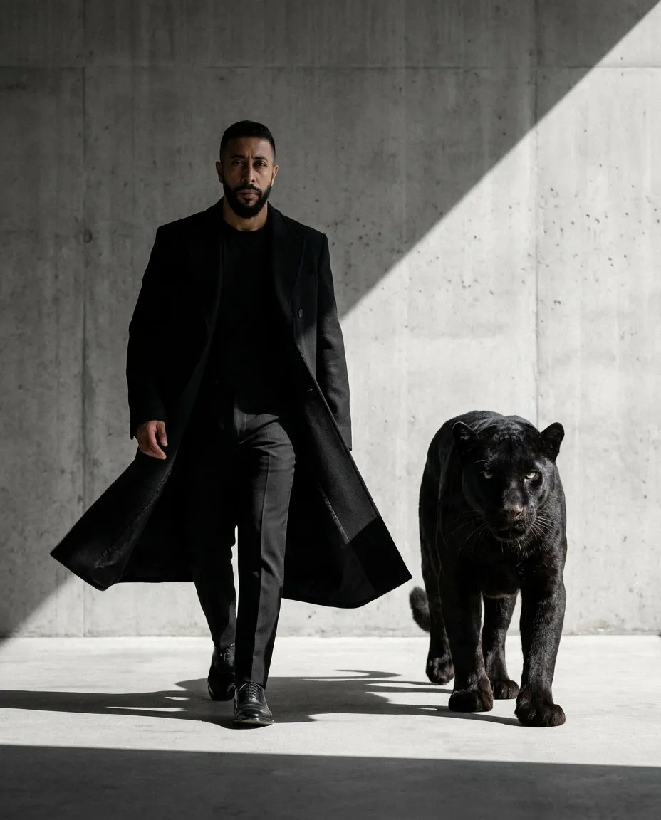 Cinematic Luxury Fashion Campaign with Panther in Monochrome