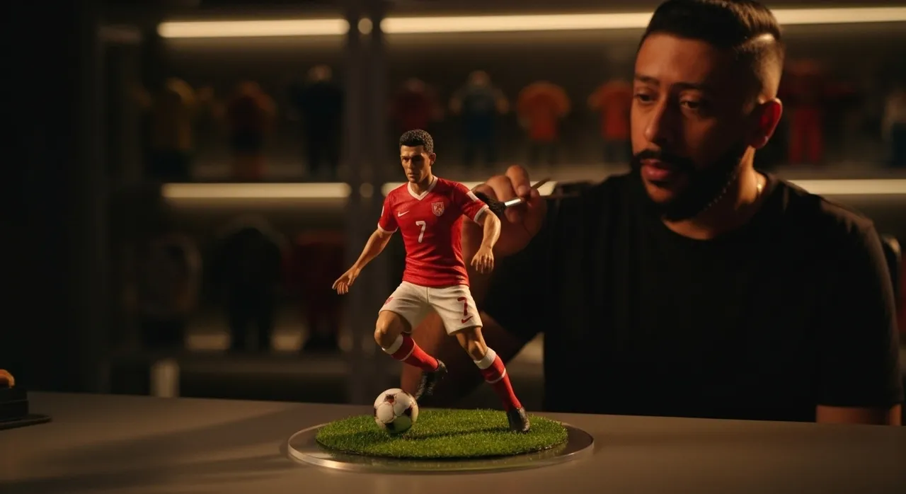 Hyper-Realistic Figurine in Cinematic Studio Setting