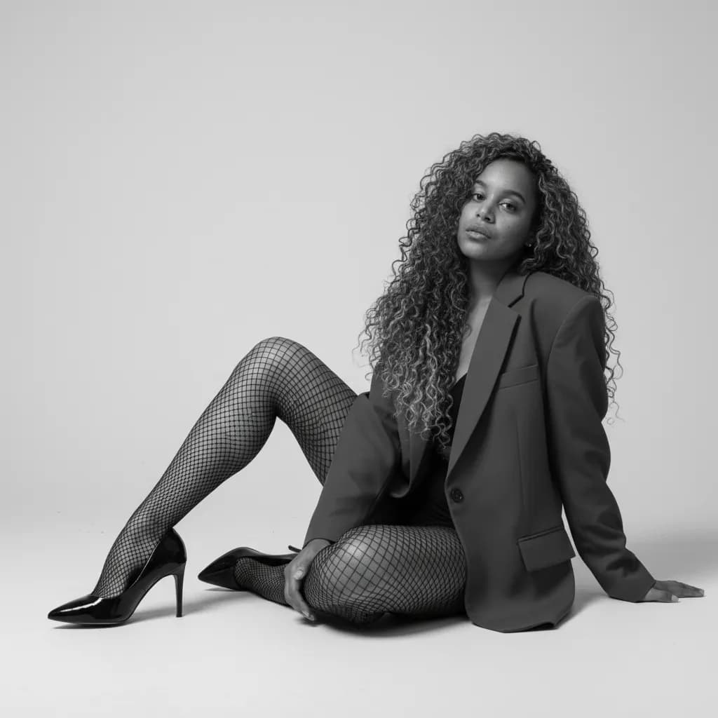 Monochrome Structured Blazer Pose