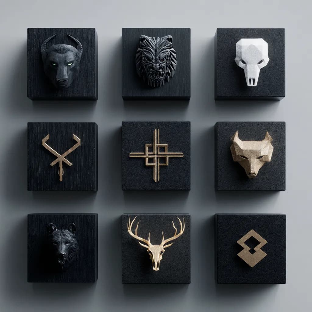 Minimalist Geometric Animal Logo Grid