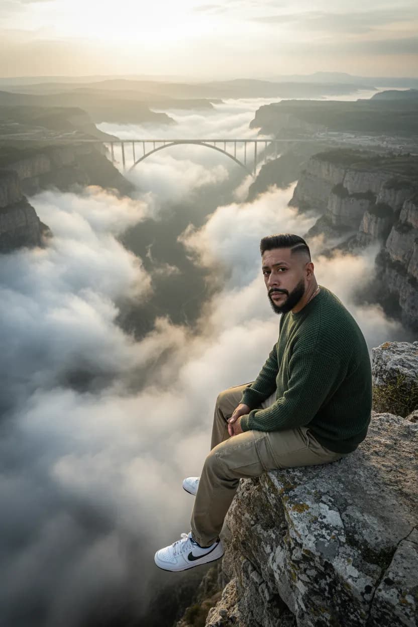 Skybound Serenity — Cinematic Huajiang Cliff Portrait