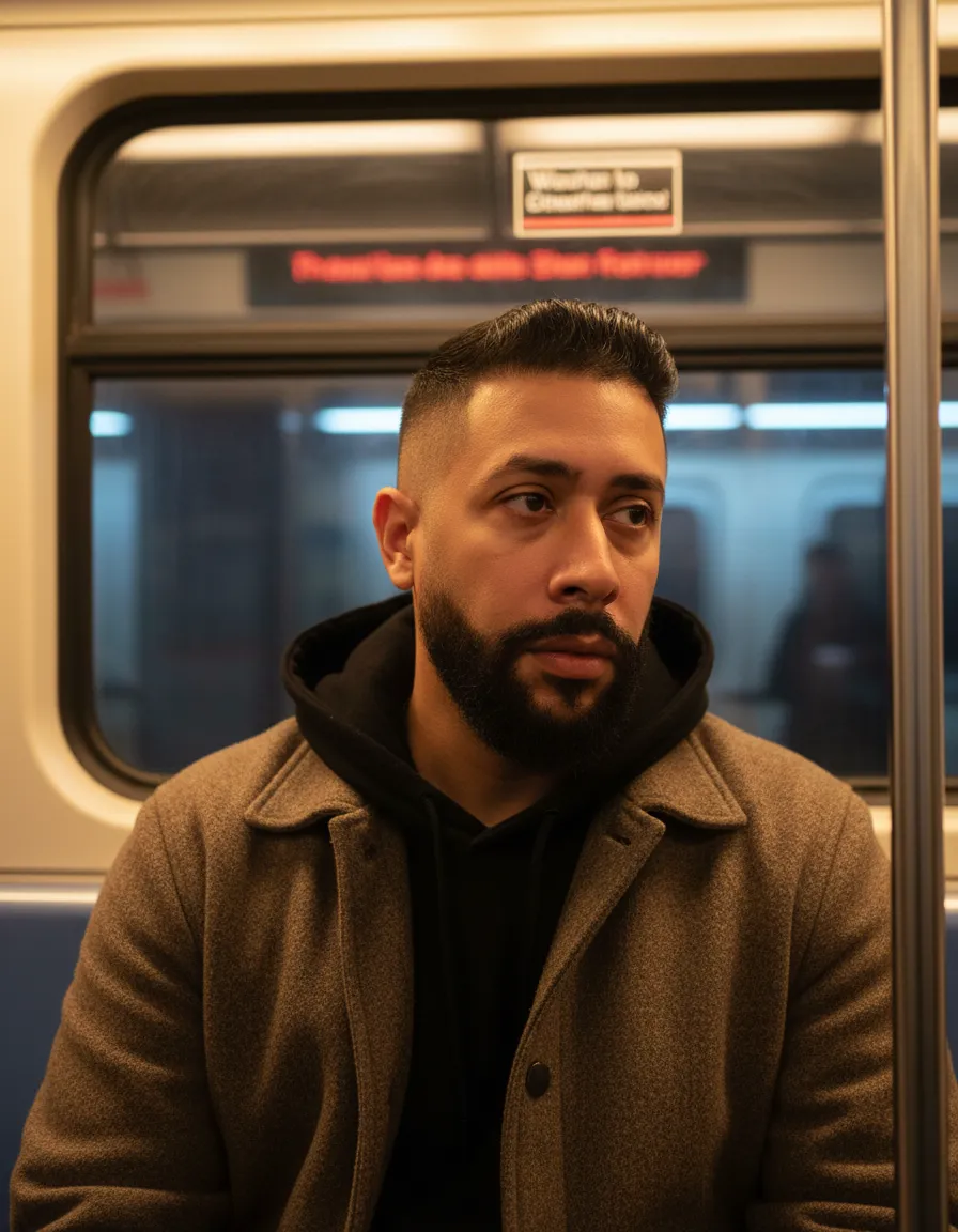 Cinematic Metro Portrait of a Focused Man