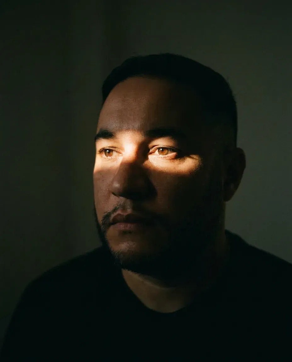 Cinematic Chiaroscuro Close-Up Portrait, Analog Film Aesthetic