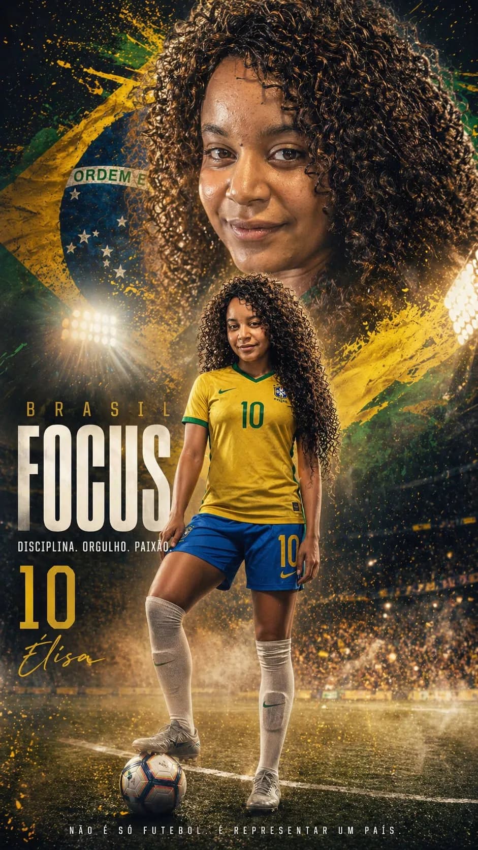 Cinematic Double-Exposure Sports Poster 9:16, Heroic Editorial