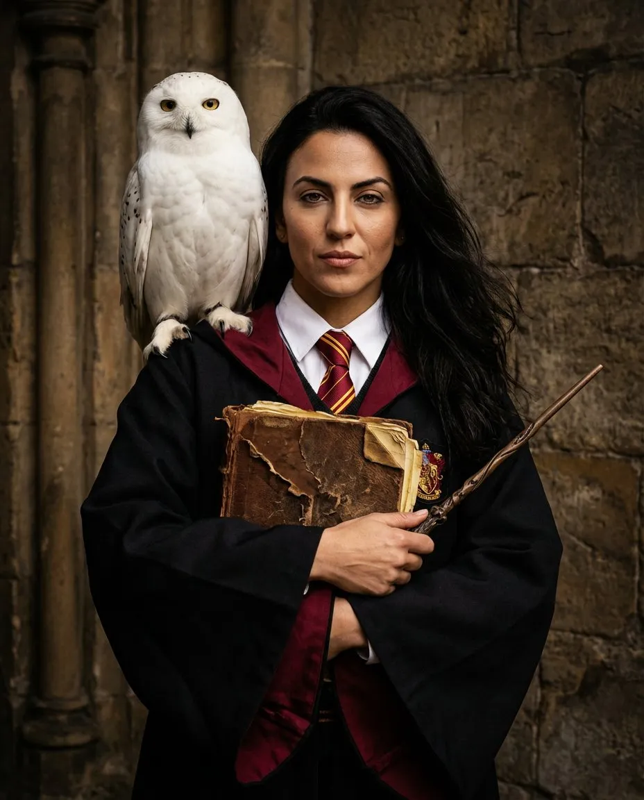 Cinematic Hogwarts-Inspired Portrait with Moody Editorial Lighting - Imagem 1