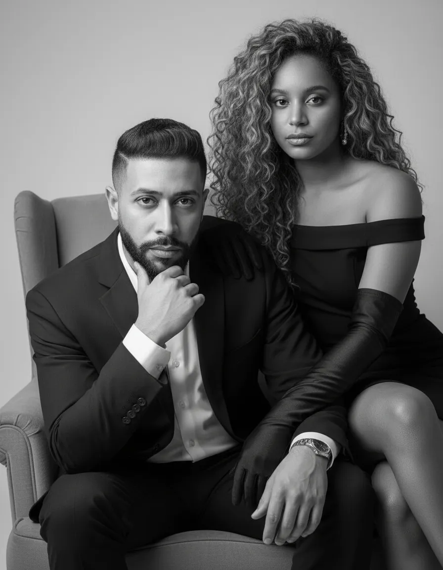 High-Fashion Black & White Couple Editorial Template