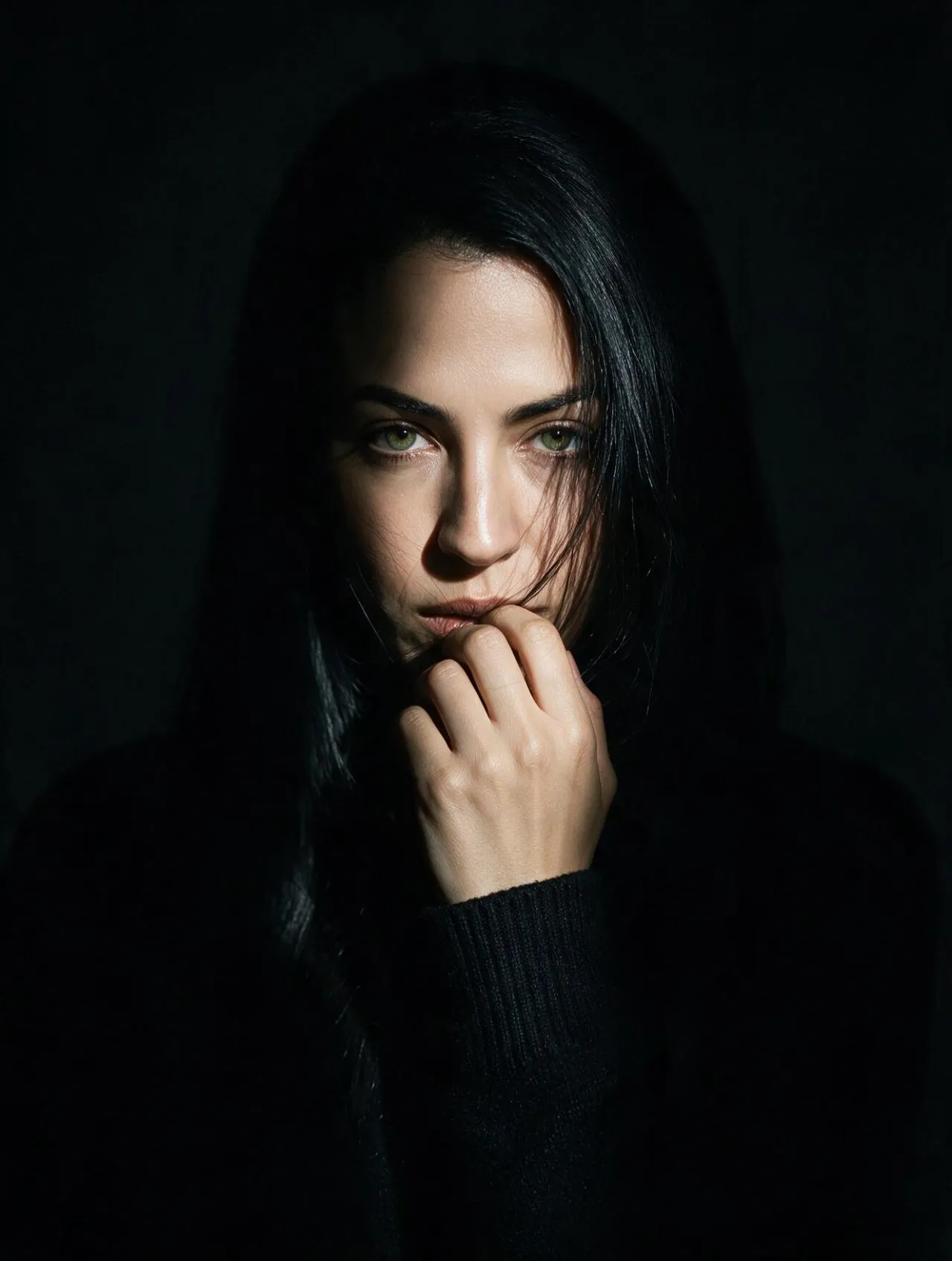 Hyperrealistic Anime Portrait, Narrow Spotlight Dramatic Lighting