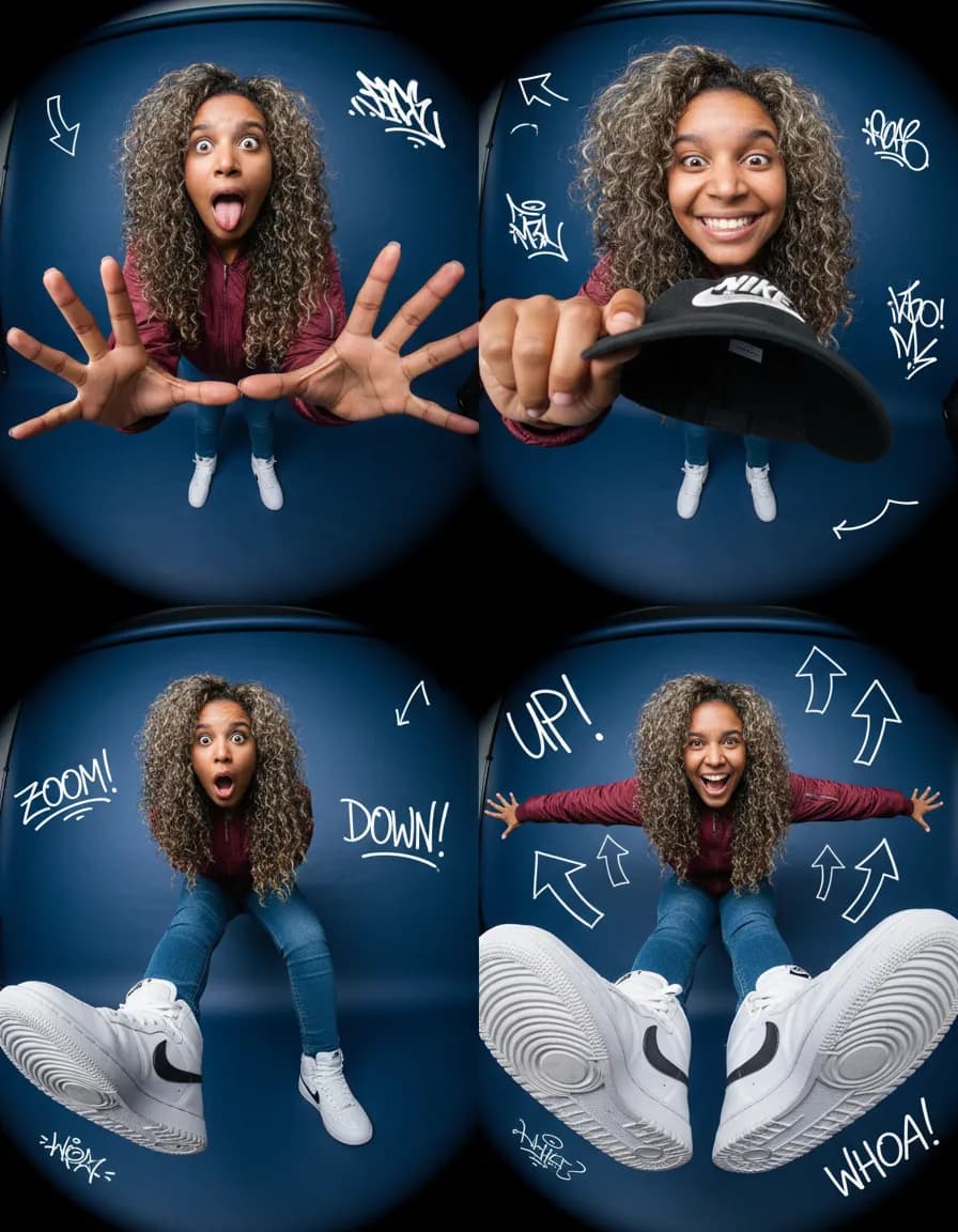 Fisheye 2x2 Studio Grid Portrait with Graffiti Editorial Style