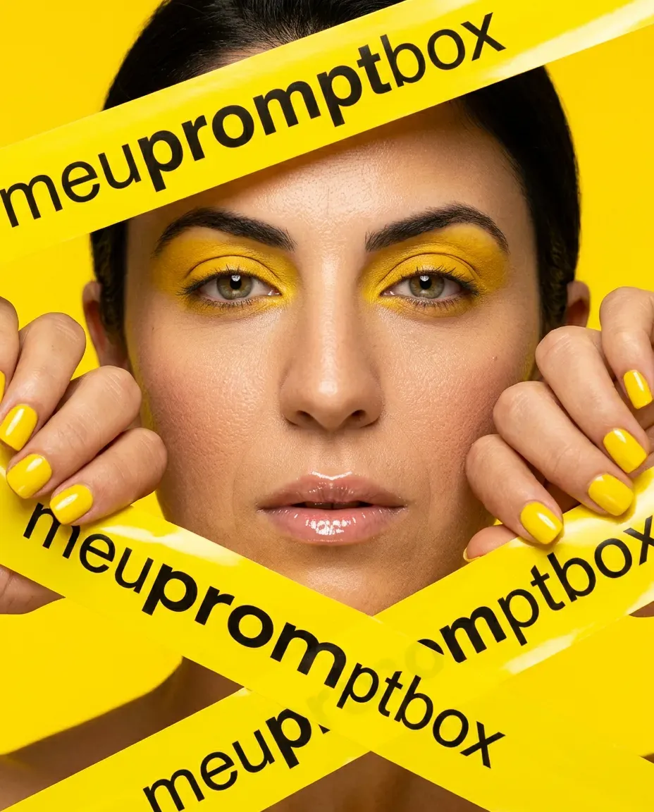 Editorial Close-Up Beauty Portrait with Monochrome Yellow Accents