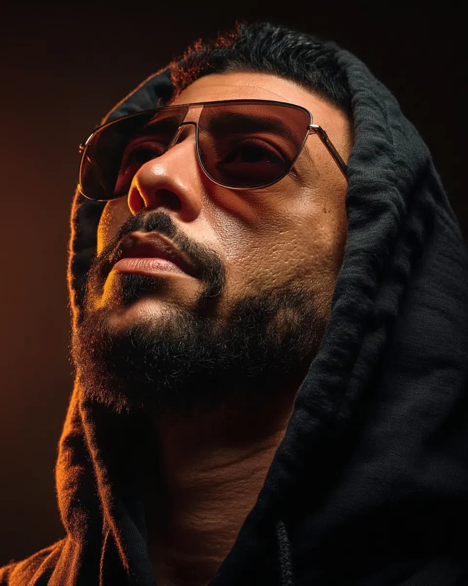 Cinematic Chiaroscuro Close-Up Portrait with Warm Spotlight