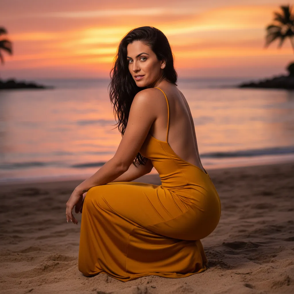 Golden Sunset Beach Portrait
