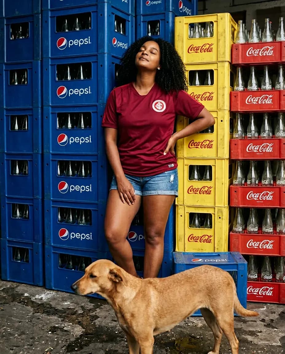 Documentary Street Portrait in Brazilian Depot, Gritty Editorial