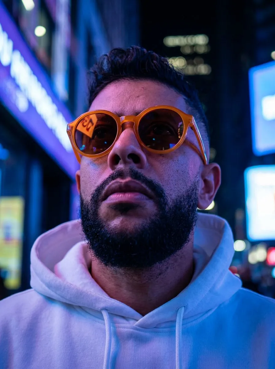 Cinematic Cyberpunk Close-Up Portrait with Neon Contrast