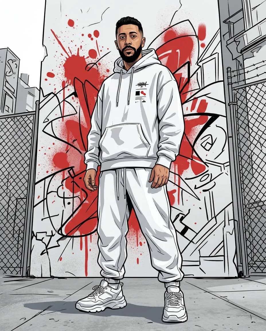 Dynamic Full-Body Urban Character Illustration, Street-Art Editorial