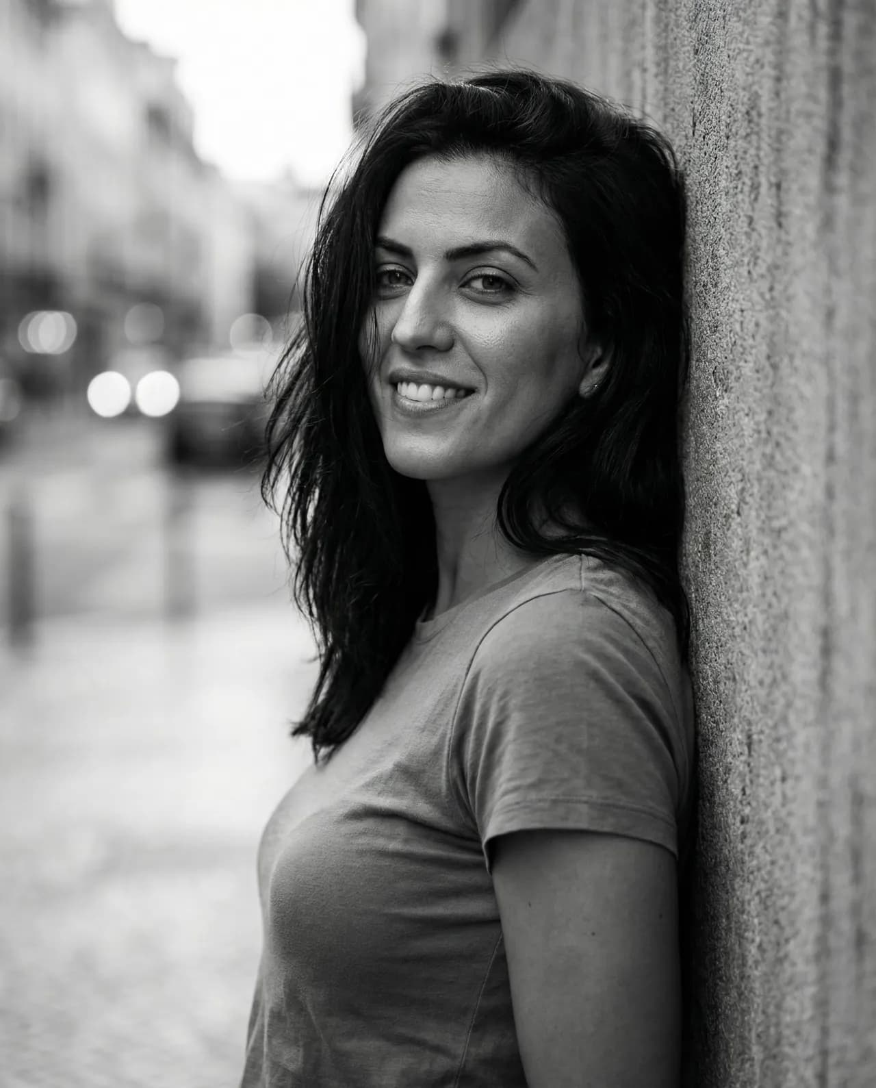 Cinematic Black and White Urban Portrait Photography