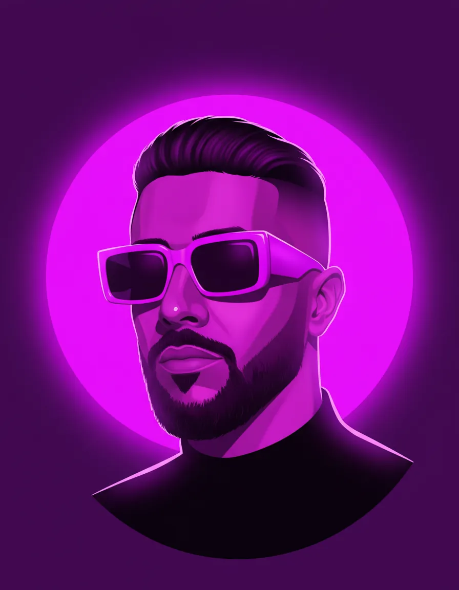 Neon Purple Futuristic Editorial Portrait Template