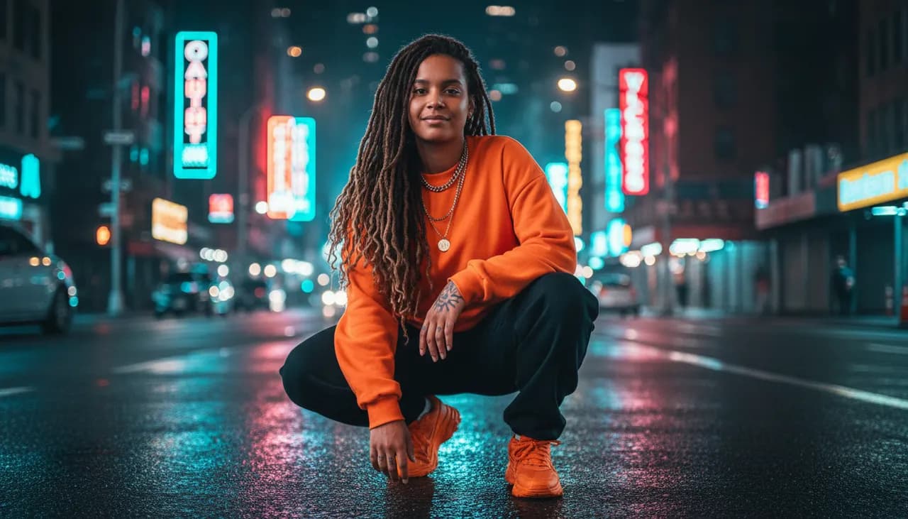 Prompt Zero Ultra Hyper-Realistic Cyberpunk Street Portrait Template