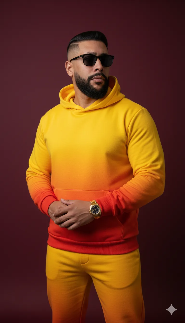 Contemporary Fashion Portrait with Gradient Outfit