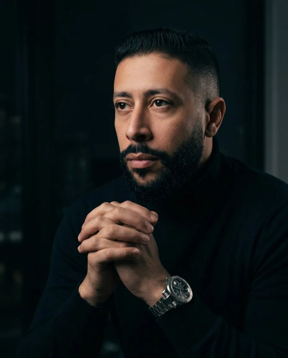 Cinematic Night-Mode Hyper-Realistic Male Portrait Photography