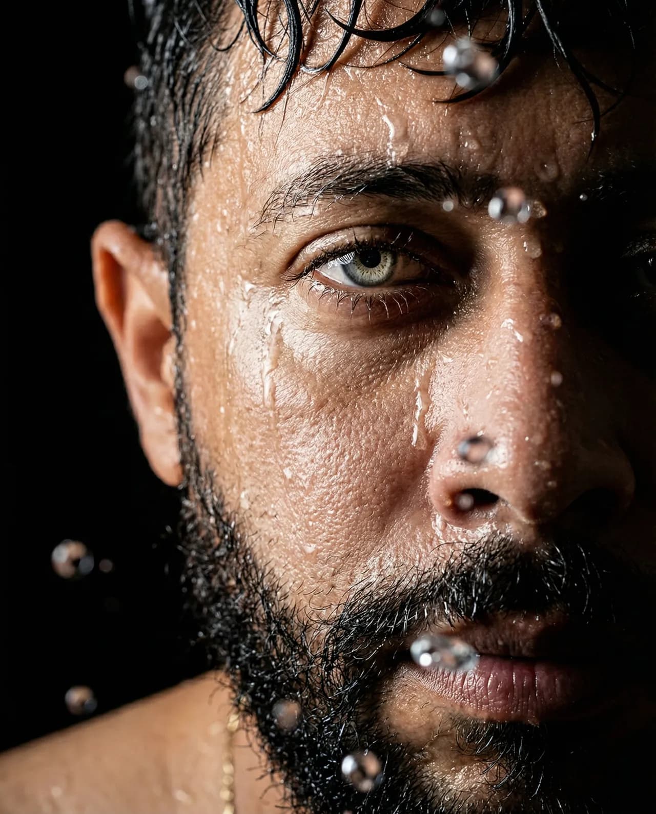 Extreme Close-Up Chiaroscuro Water Portrait Template