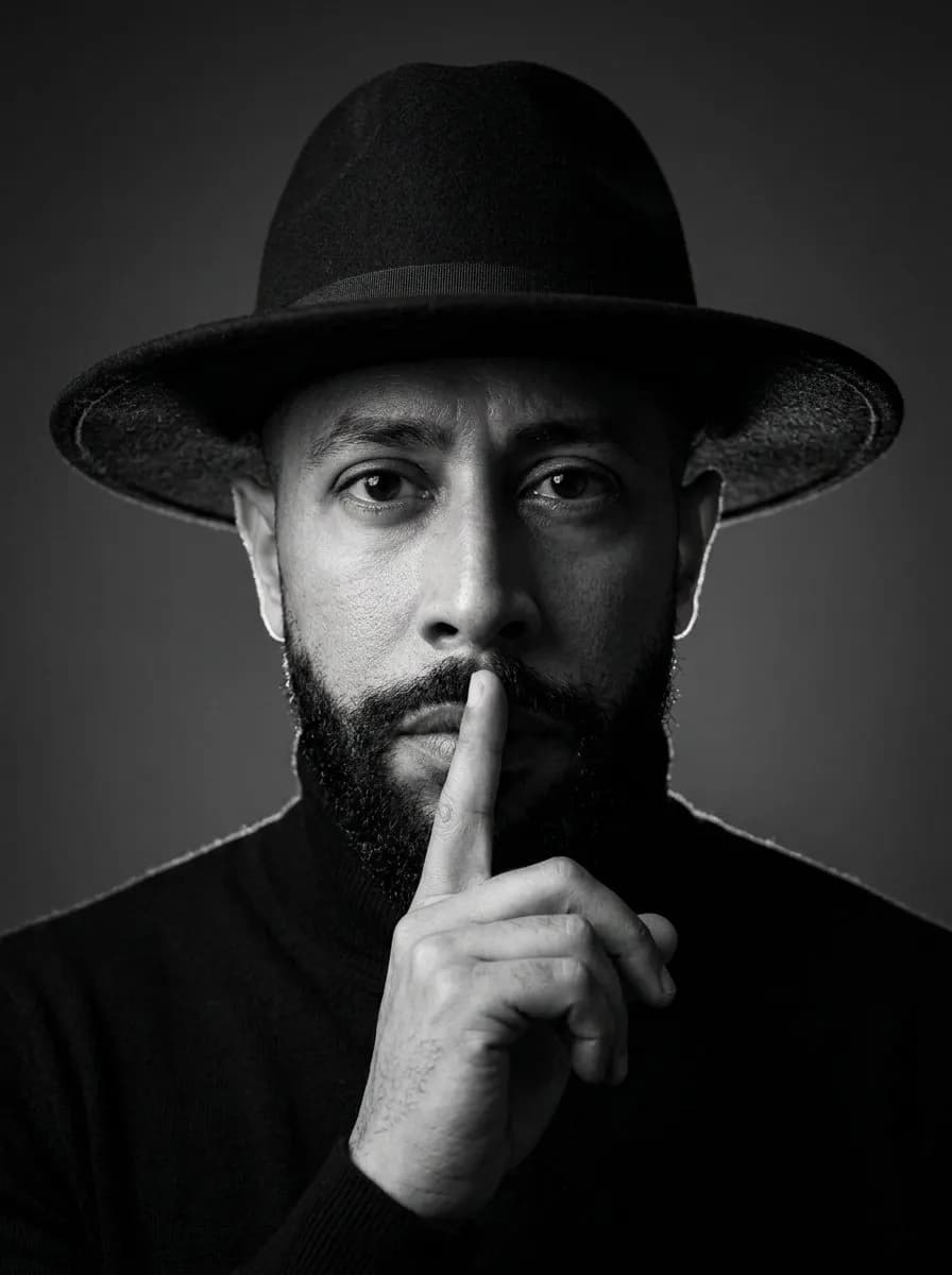 Cinematic Monochrome Fashion Studio Portrait, Low-Key Editorial