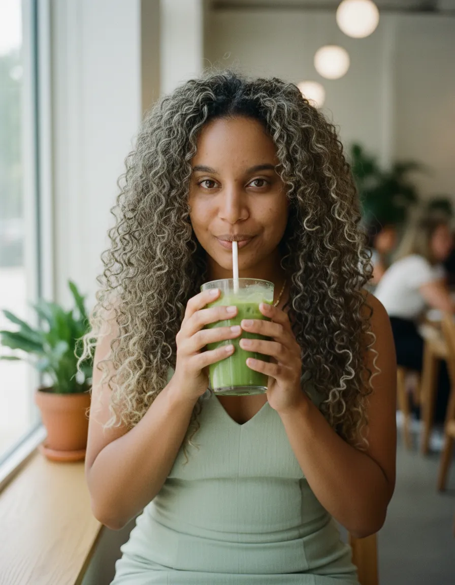 Realistic Korean Lifestyle Matcha Portrait Template