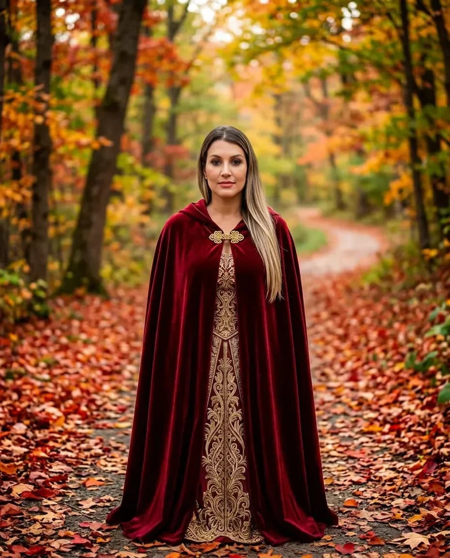 Full-Body Fantasy Portrait, Autumn Forest Cinematic Realism