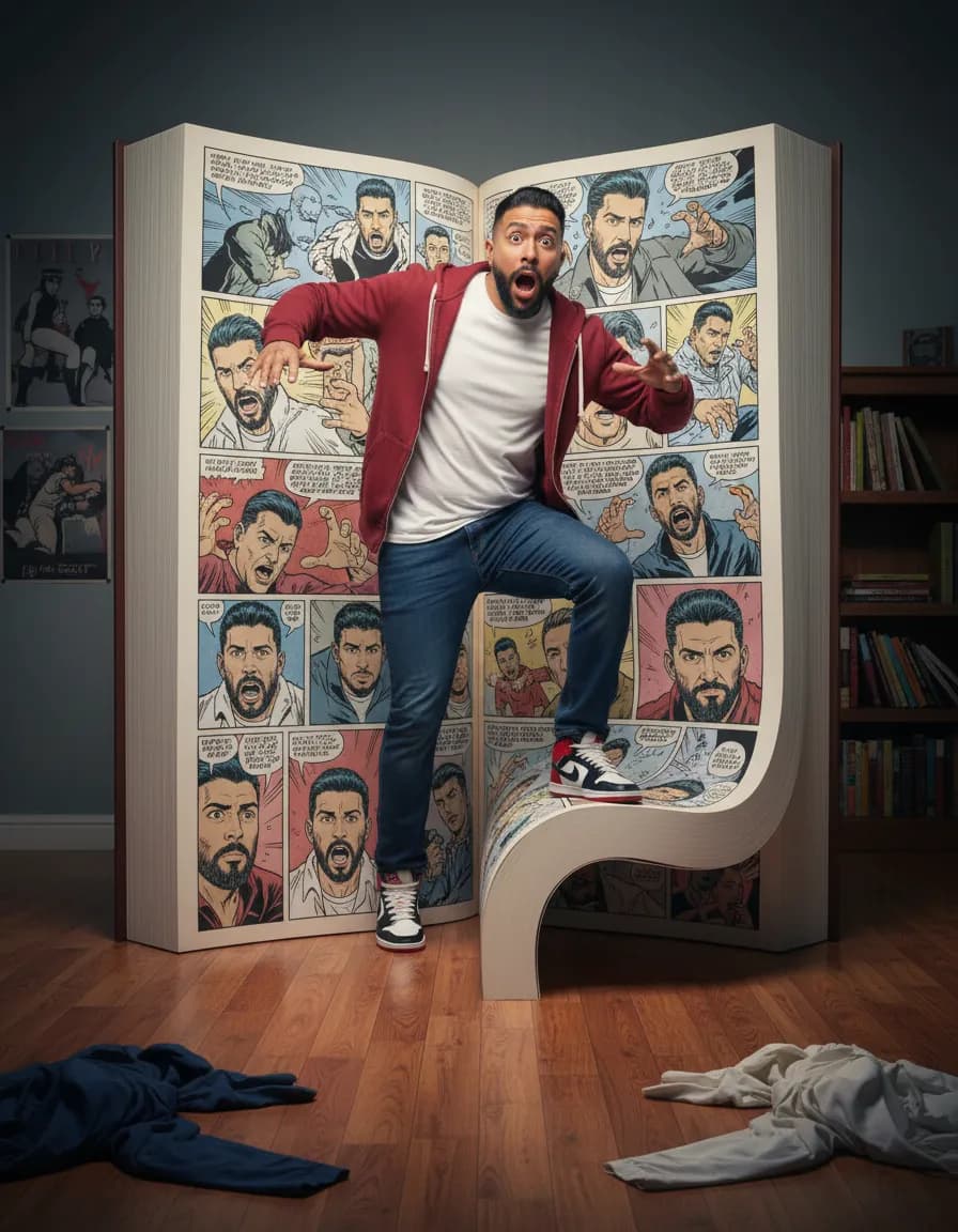 Cinematic Surreal Book Emergence Portrait Template