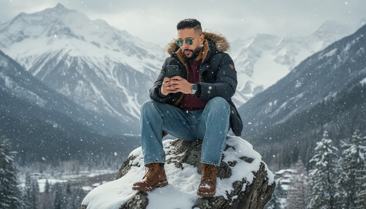 Cinematic Himalayan Winter Portrait with Preserved Identity Template