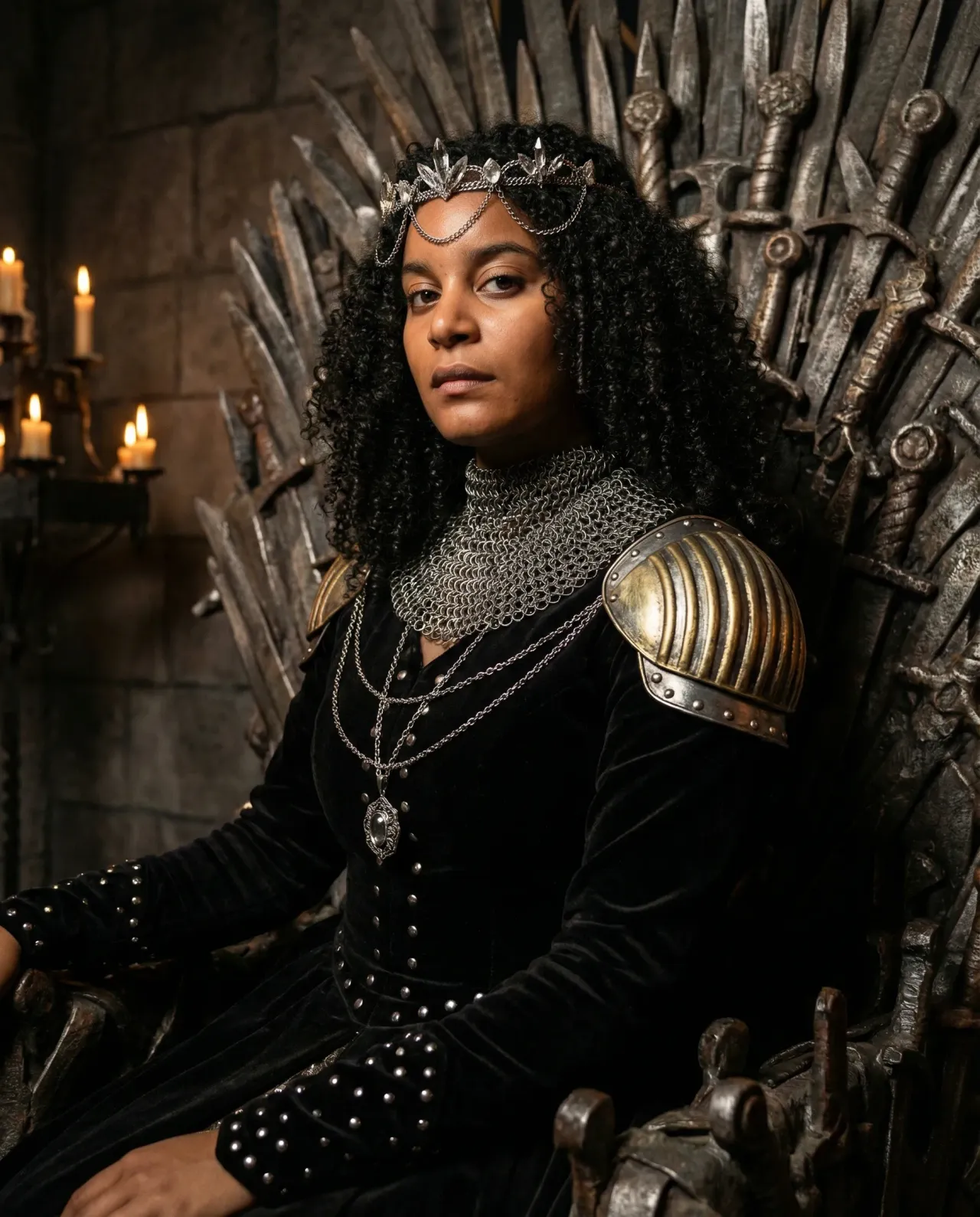 Cinematic High-Fashion Editorial Portrait, Dark Regal Couture - Imagem 1