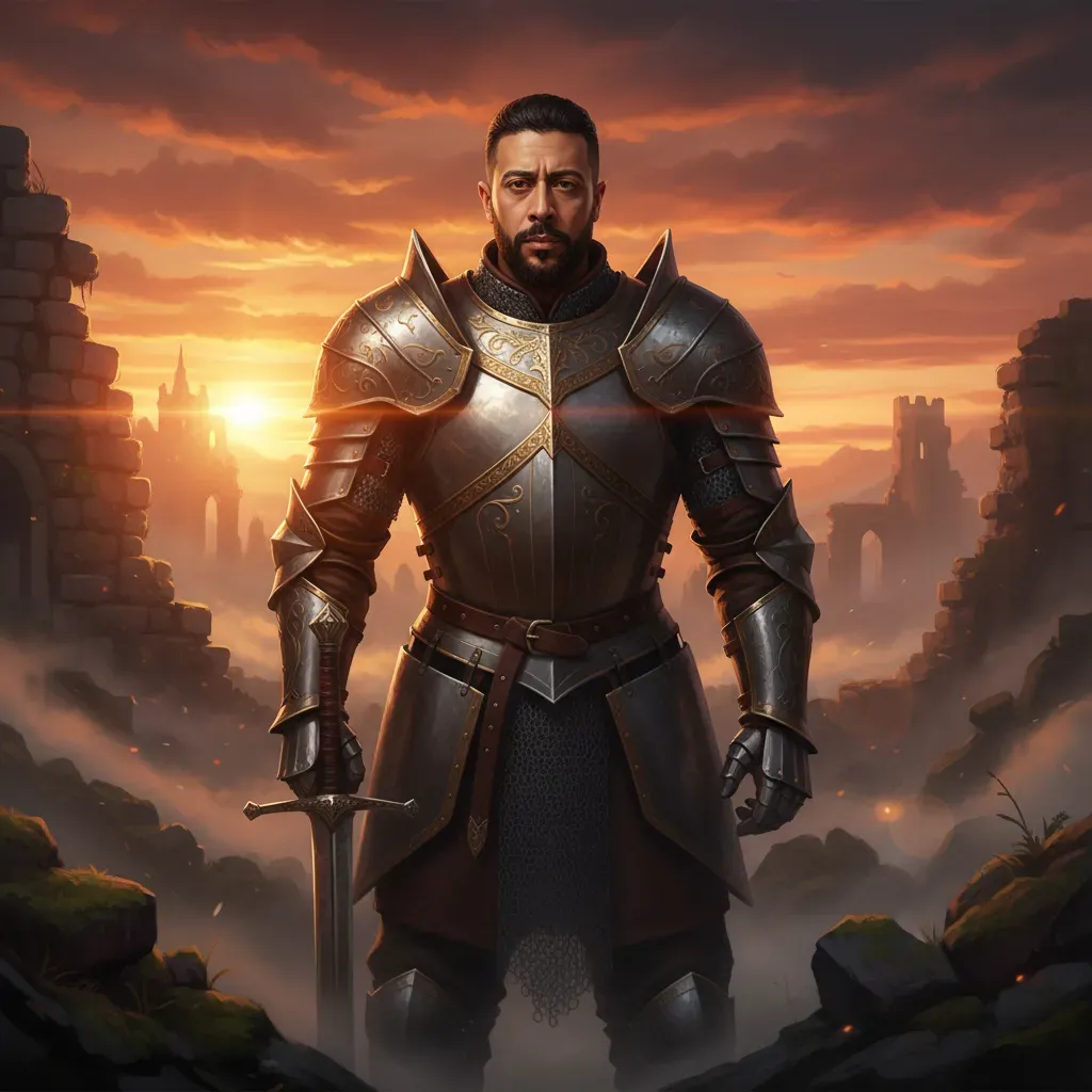 Epic Medieval Knight Fantasy Portrait Illustration