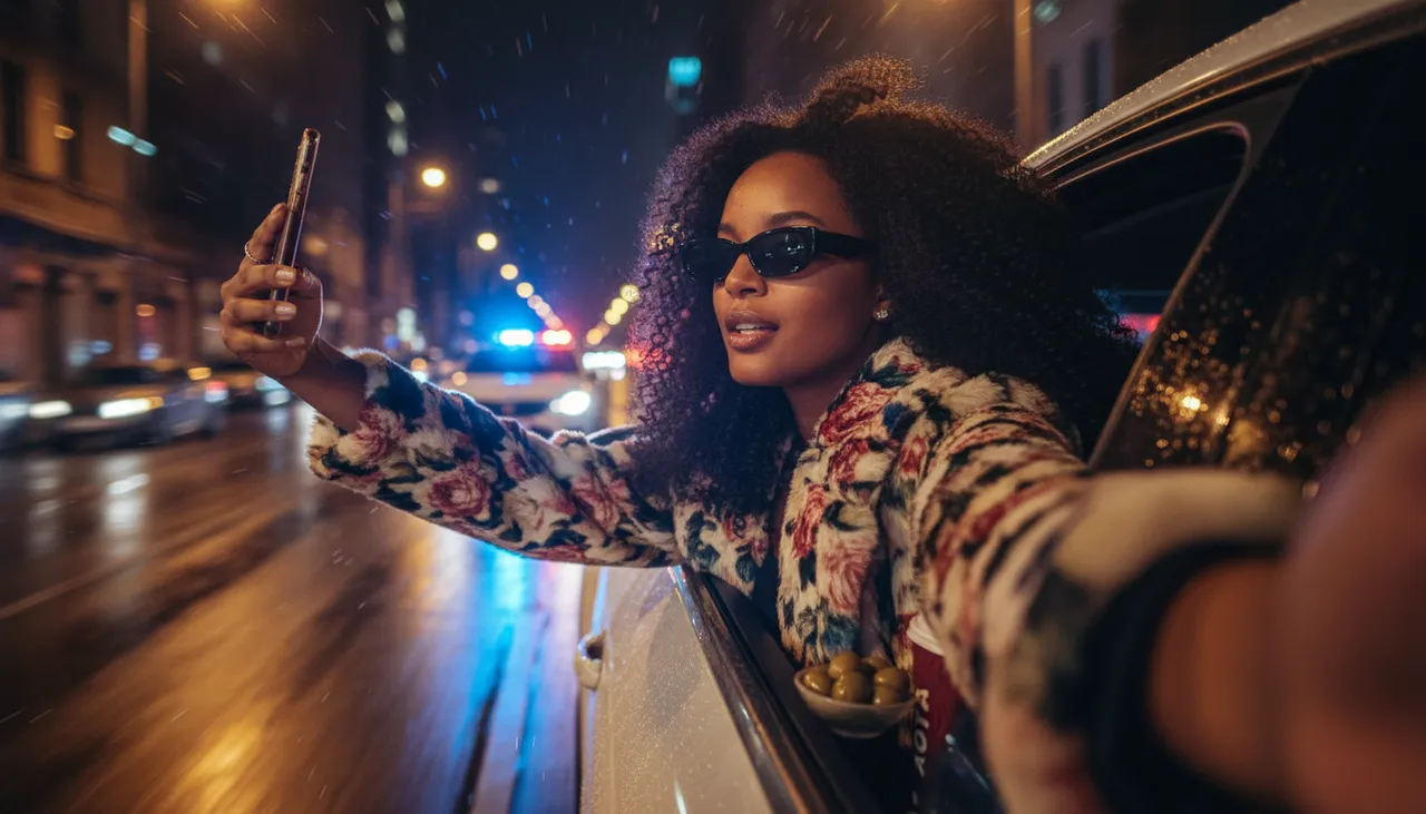 Cinematic Night Street Selfie Escape Portrait Template