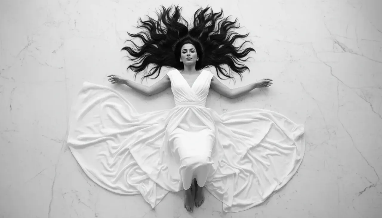 Ethereal Fine-Art Portrait of Woman on Marble