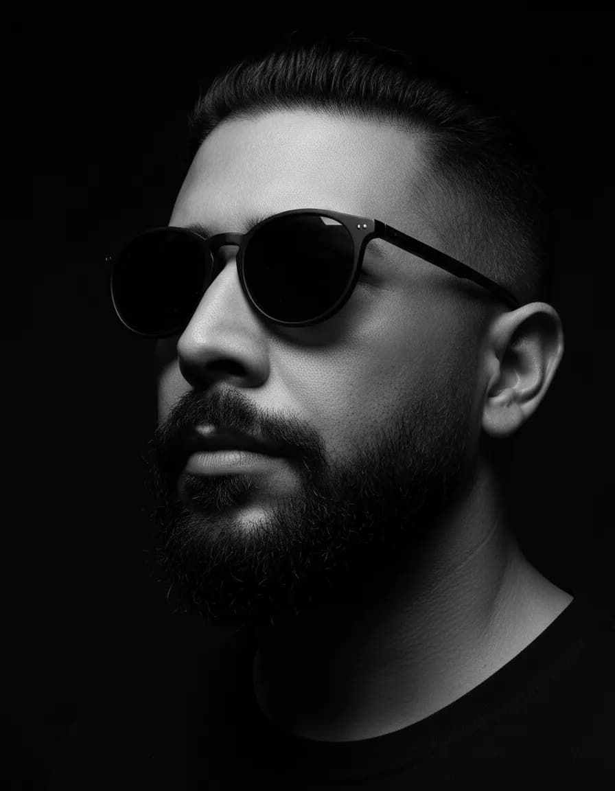 Hyper-Realistic Fine Art Low-Key Male Head Portrait Template