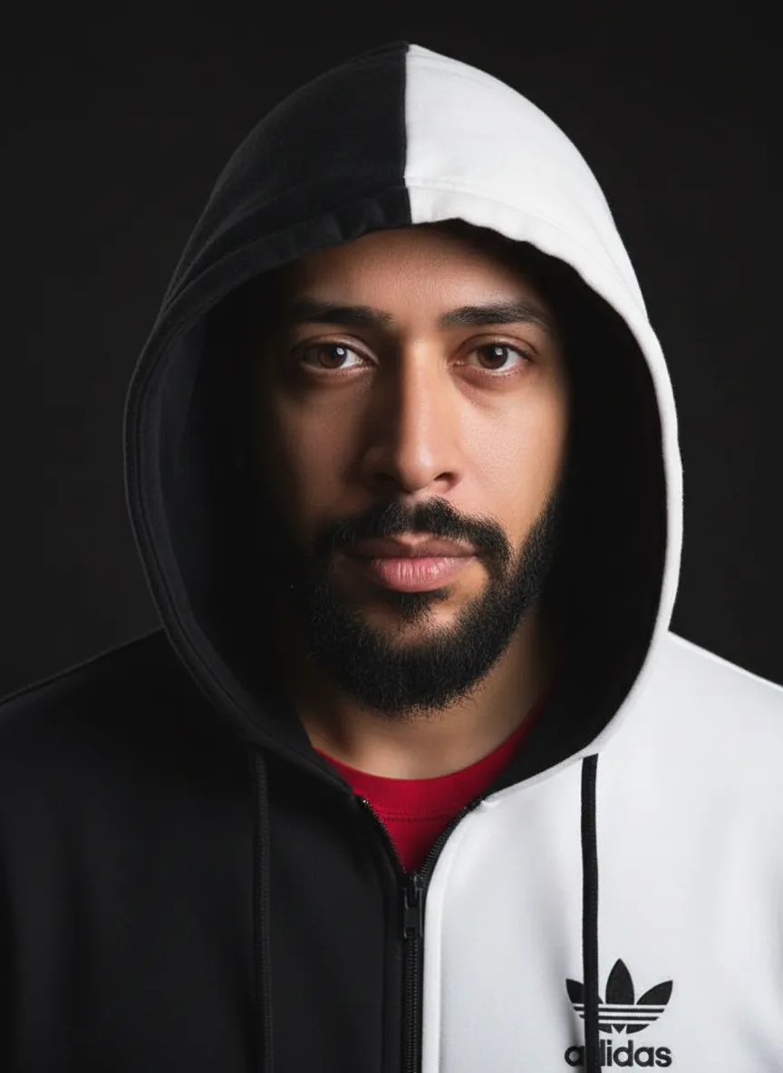 Cinematic High-Contrast Hooded Portrait