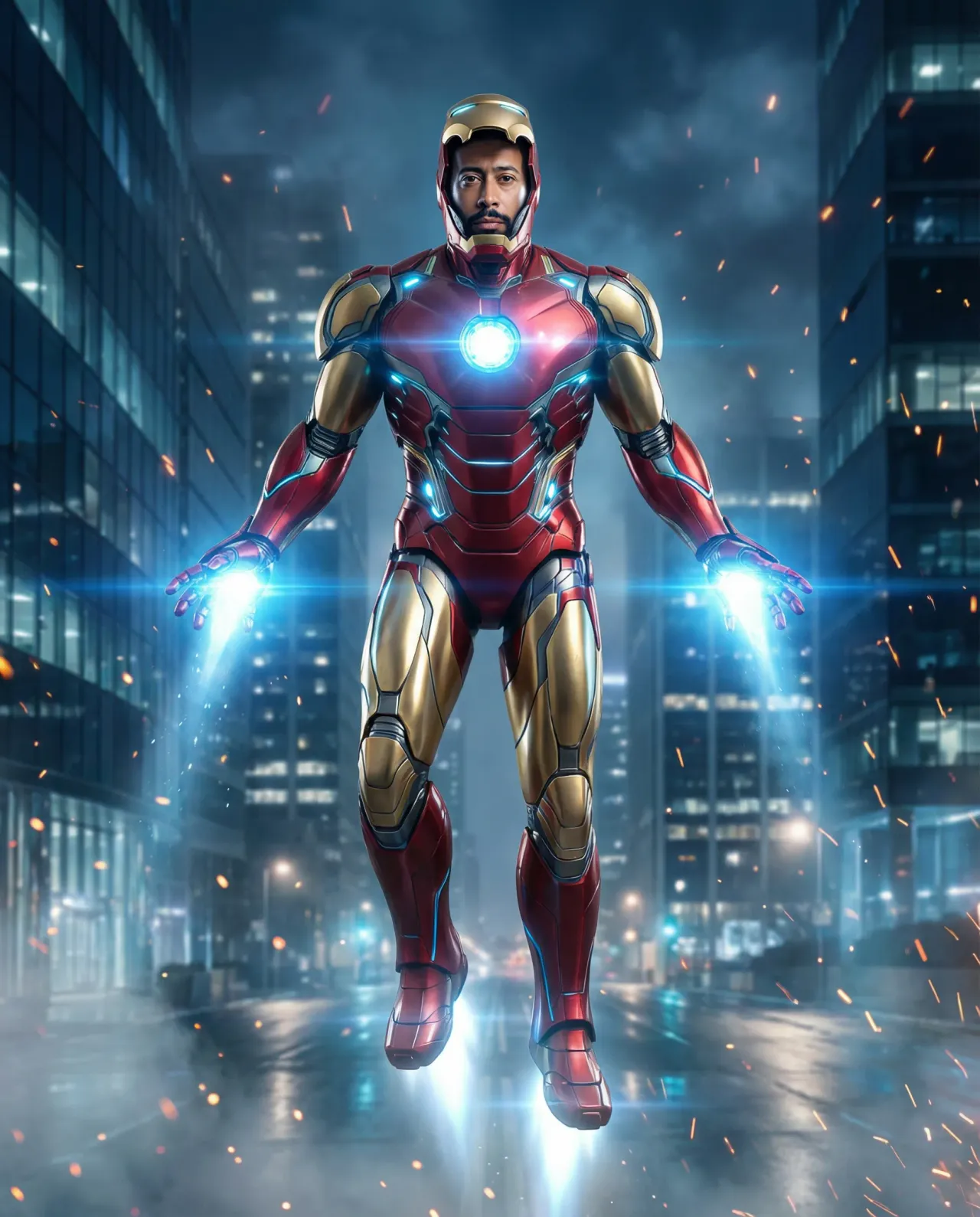 Cinematic Poster of Hero in Futuristic Exosuit