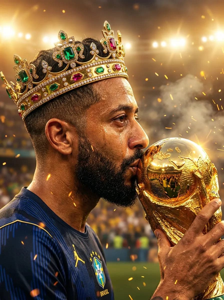 Cinematic Golden Trophy Side-Profile Portrait with Dramatic Light