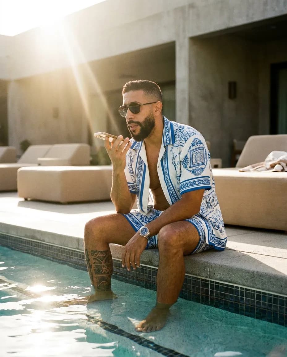 Cinematic Sunlit Luxury Pool Lifestyle Photography