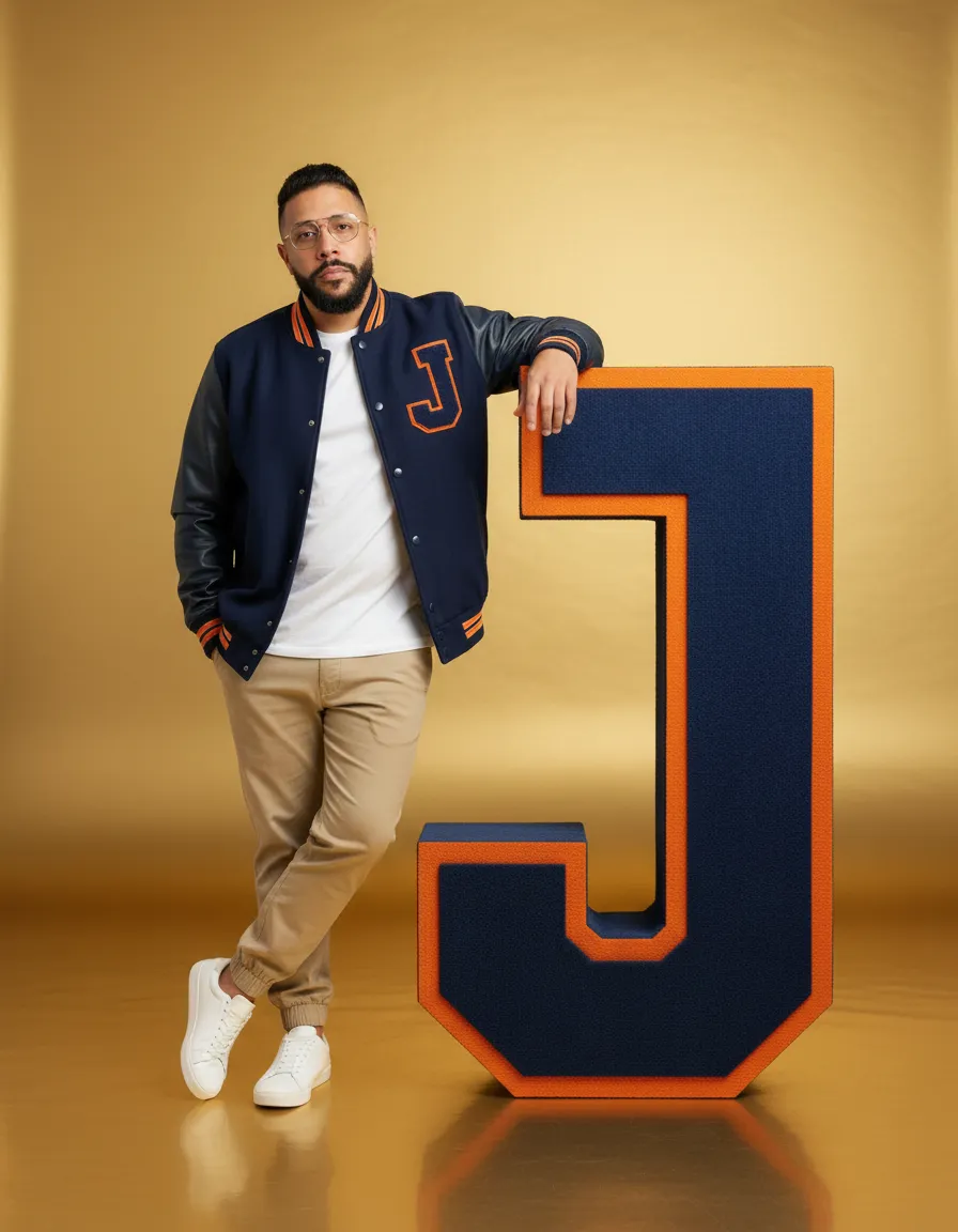Luxury Editorial Varsity Letter Studio Portrait