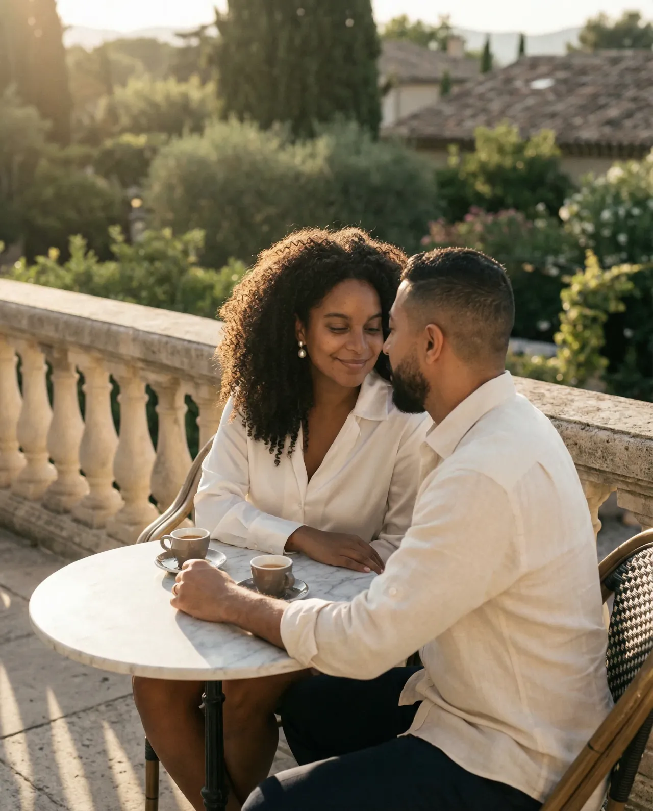Mediterranean Golden Hour Editorial Couple Portrait