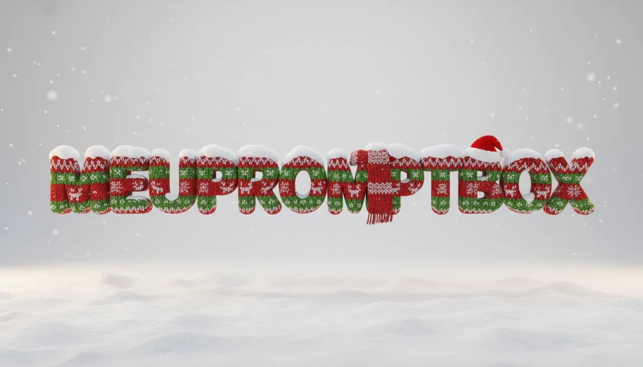 Christmas Knit 3D Typography Logo in Pixar-Inspired Style