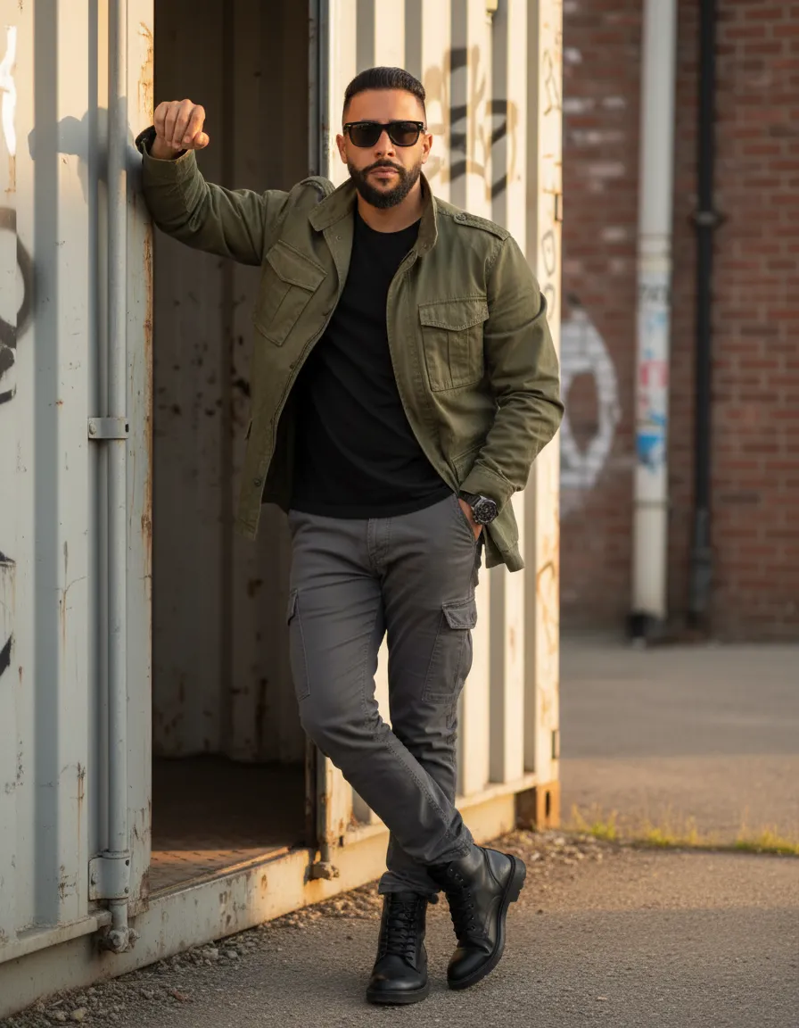 Realistic Industrial Sophisticated Male Portrait Template